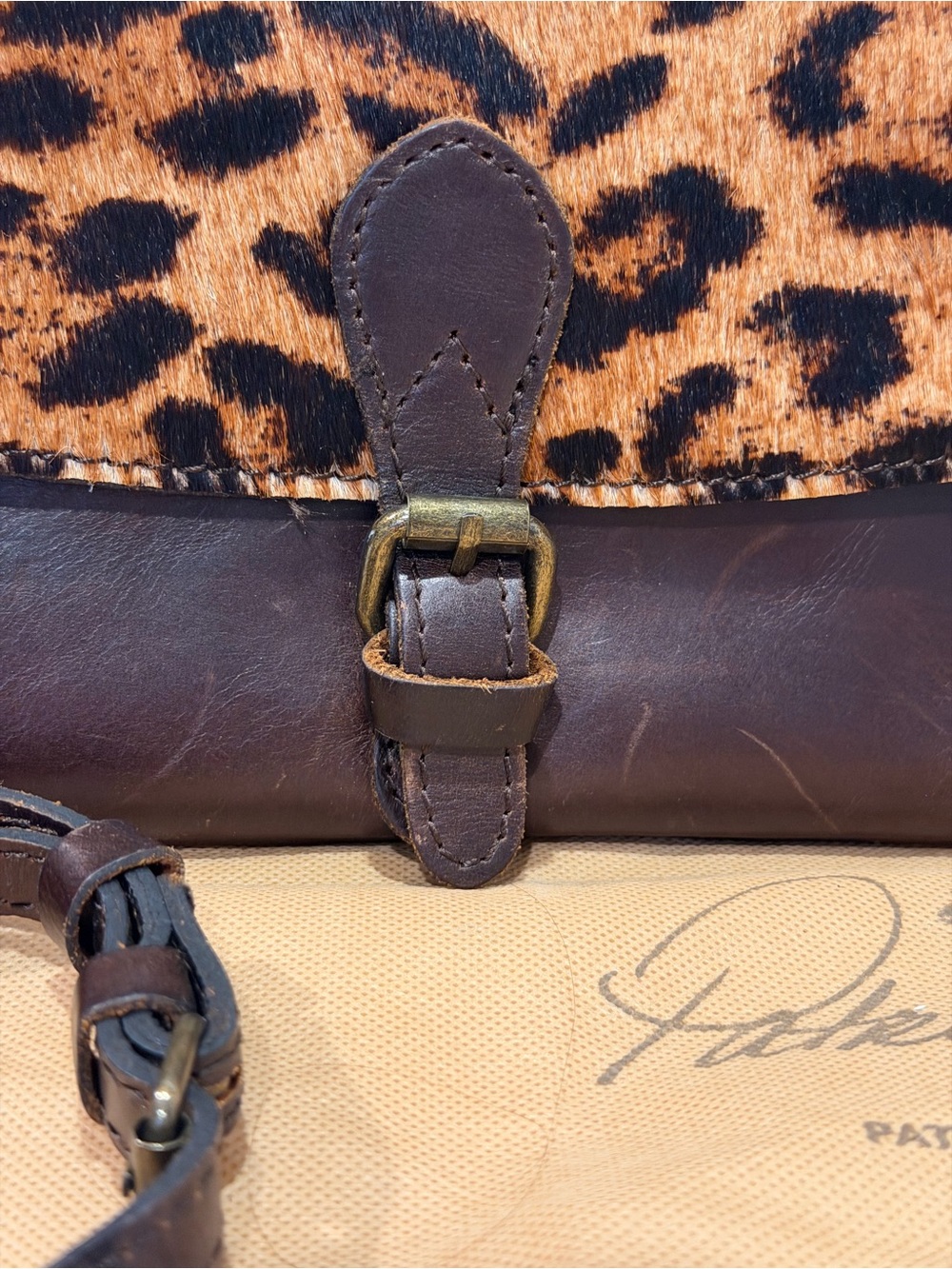 Patricia Nash Brown Leopard Print Crossbody Bag Adjustable Strap Dust Bag - Picture 3 of 9